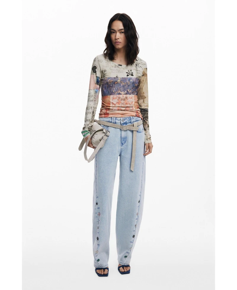 Desigual Women's Collage ruched T-shirt