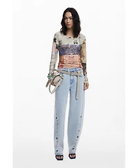 Desigual Women's Collage ruched T-shirt