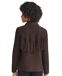 Jones New York Women's Fringe Patch Long Sleeve Jacket