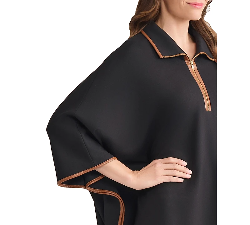 Jones New York Women's Quarter Zipper Dakota V-Neck Poncho Jacket