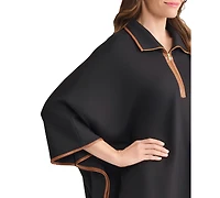 Jones New York Women's Quarter Zipper Dakota V-Neck Poncho Jacket
