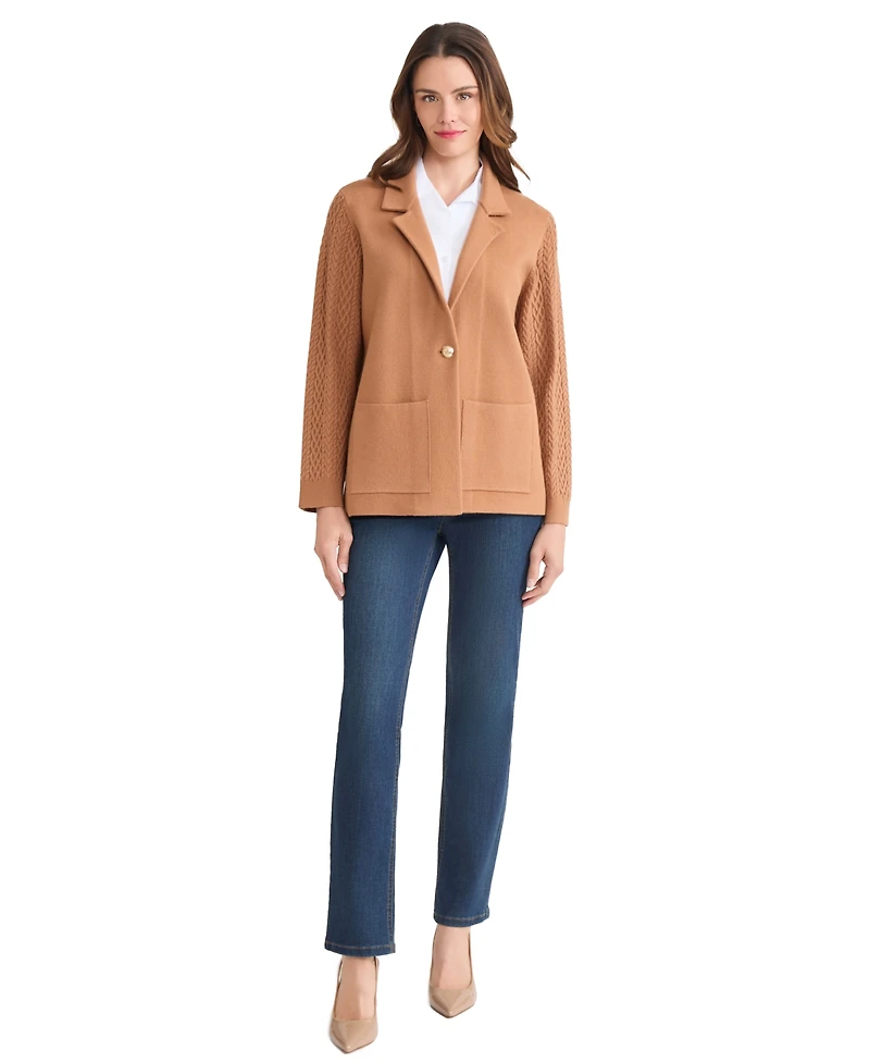 Jones New York Women's Knit Long Sleeve One-Button Blazer