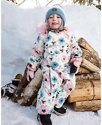 Deux par Baby Girl One-Piece Play Snowsuit Designed for Car Seat Off-White Flower Print - Baby|Toddler