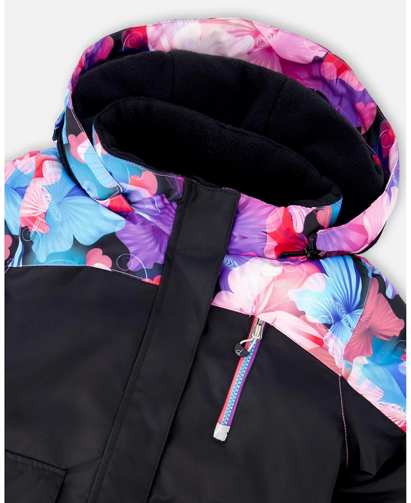 Deux par Girl Two-Piece Play Snowsuit Black Butterfly Print - Toddler|Child