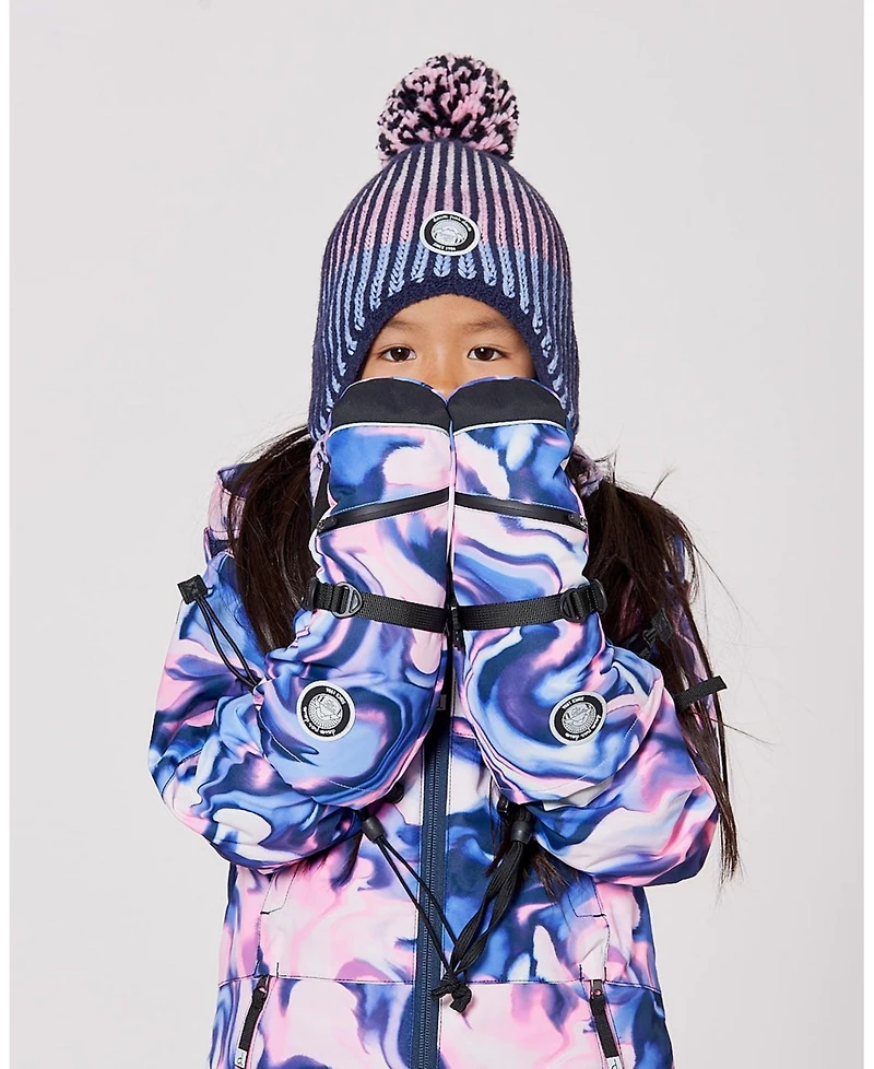 Deux par Girl Winter Mittens Teknik Pink and Blue Marble - Toddler|Child