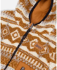 Deux par Toddler Unisex Reversible Mid-Season Sherpa Jacket Brown Aztec Pattern