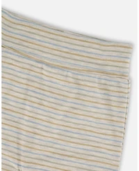 Deux par Baby Boy Cotton Evolutive Pants Striped Heather Beige and Gray