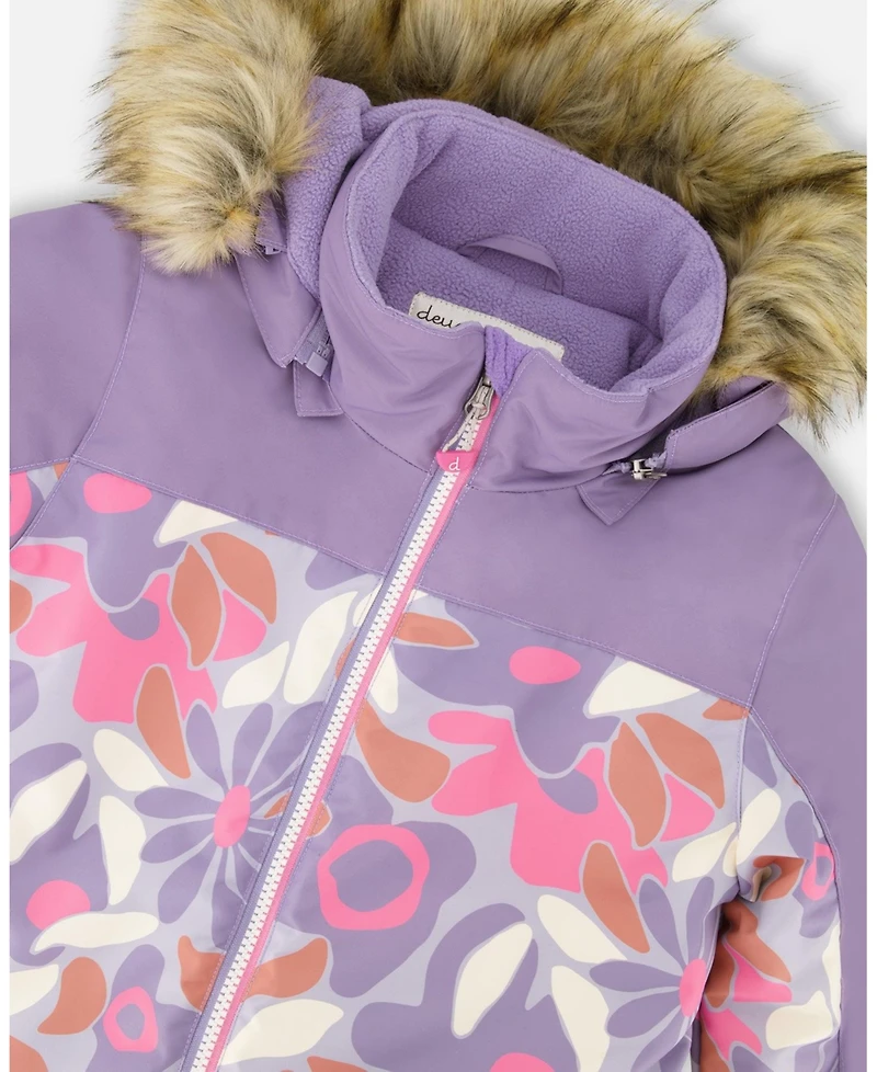 Deux par Toddler Girls One-Piece Discover Snowsuit Lilac Retro Flower Print - Toddler|Child