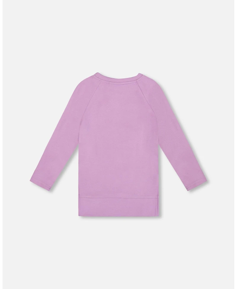 Deux par Toddler Girls Super Soft Brushed Jersey Tunic Purple with Lama - Toddler|Child