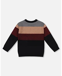 Deux par Baby Boy Color Block Knit Sweater Red and Black