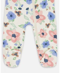 Deux par Baby Girl One-Piece Cotton Pajama Off-White Flower Print