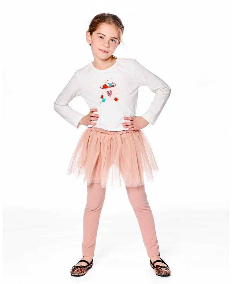 Deux par Toddler Girls Leggings with Tulle Skirt Dusty Pink - Toddler|Child