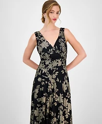 Connected Women's Foil Chiffon Asymmetric-Hem Dress