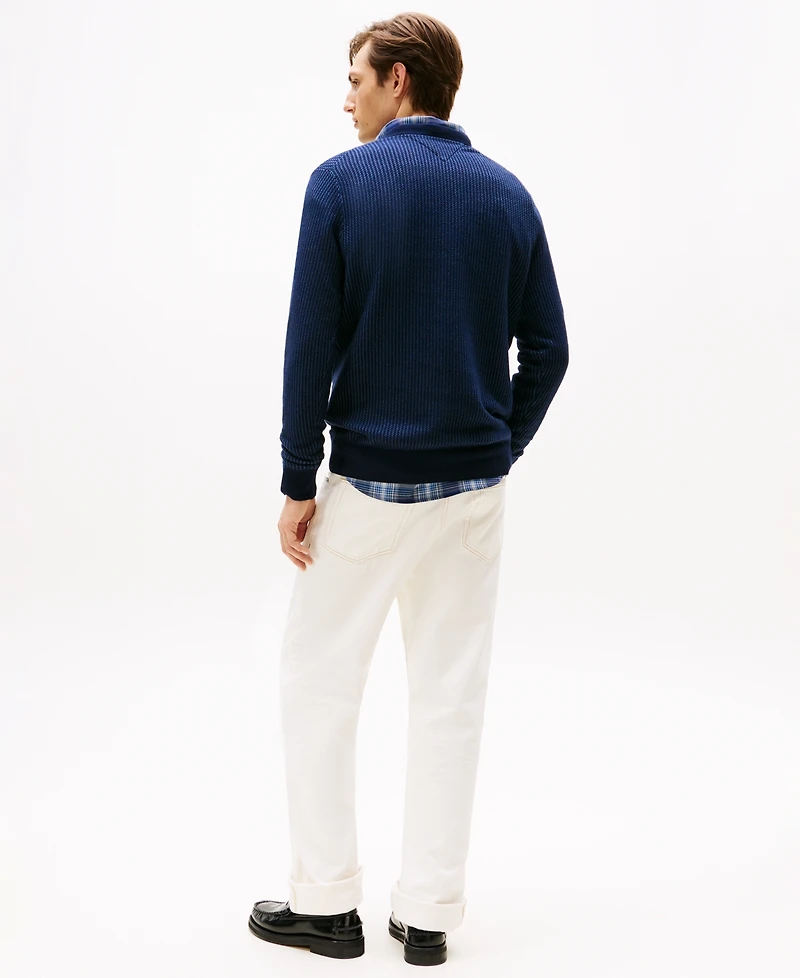 Tommy Hilfiger Men's Crewneck Two-Tone Cotton Cashmere Sweater