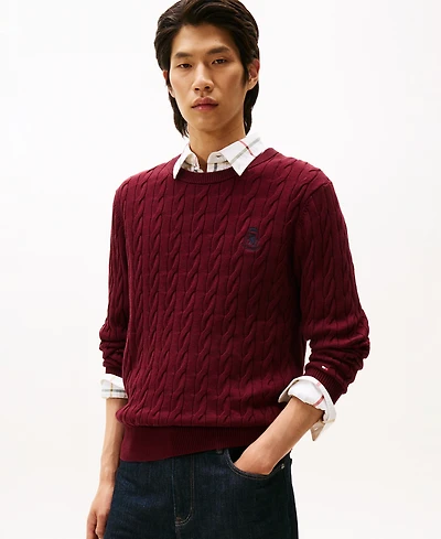 Tommy Hilfiger Men's Classic Cable Crest Crewneck Sweater