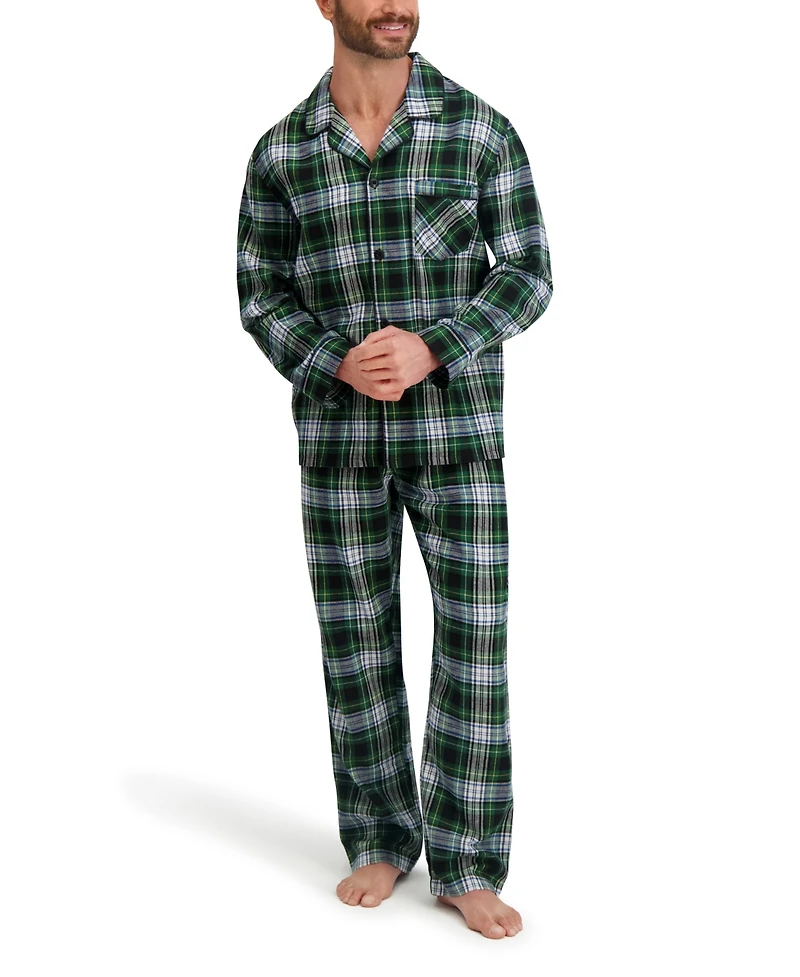 Hanes Men's Flannel Button Down Pajama Sleep Set
