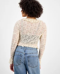 And Now This Women's Ruffle-Trim Stretch-Lace Crop Top, Macy's Exclusive
