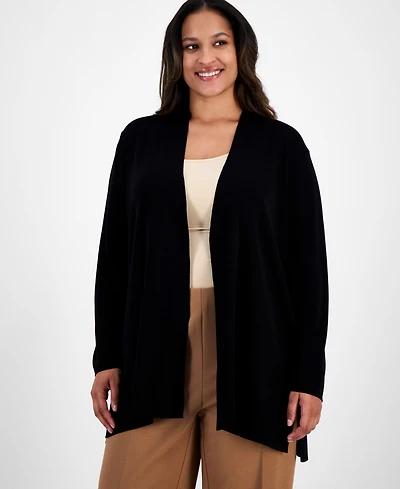 Anne Klein Plus Napa Kissing-Front Cardigan Sweater