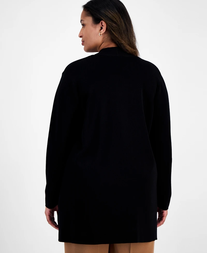 Anne Klein Plus Napa Kissing-Front Cardigan Sweater