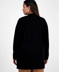Anne Klein Plus Napa Kissing-Front Cardigan Sweater