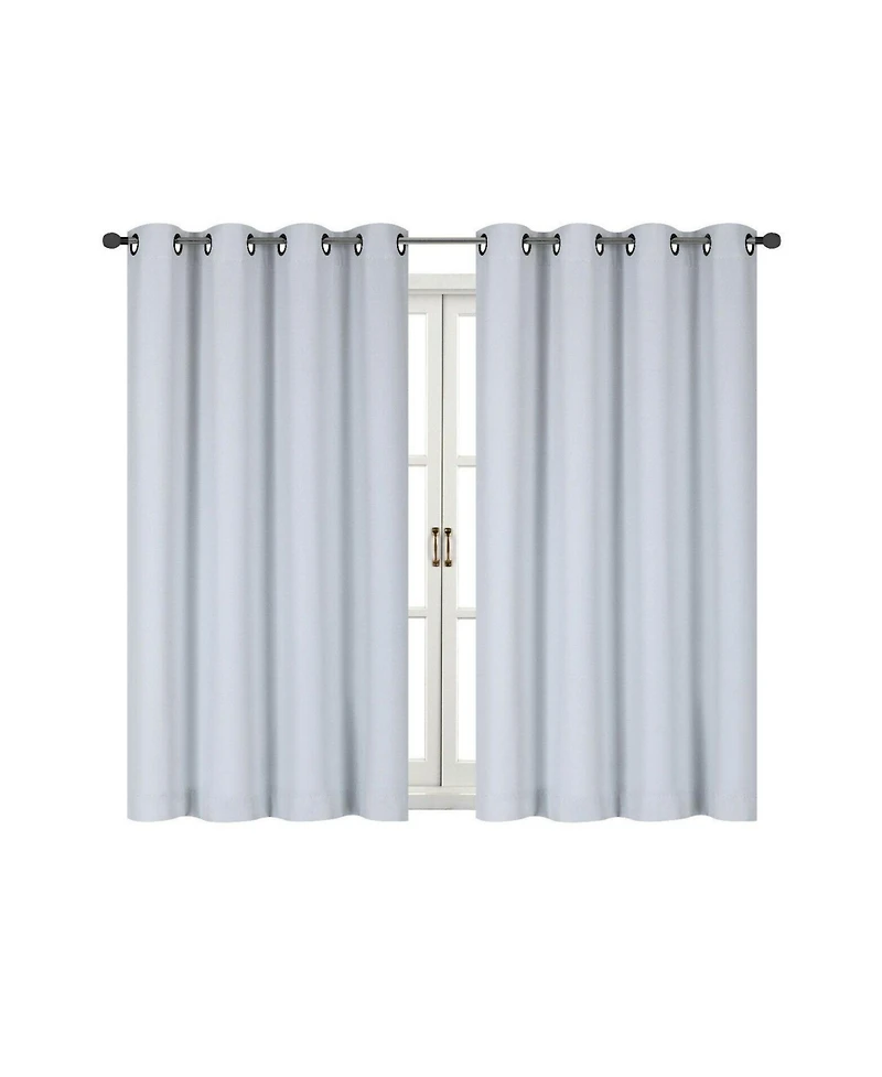 Kate Aurora 100% Hotel Thermal Blackout White Grommet Top Curtain Panels - 50 in. W x 45 in. L, White