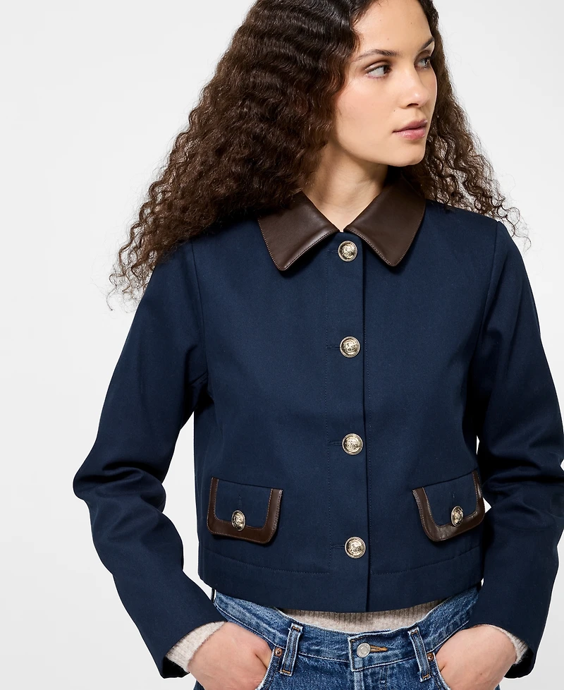 French Connection Women's Contrast Trim Two Pocket Cropped Jacket