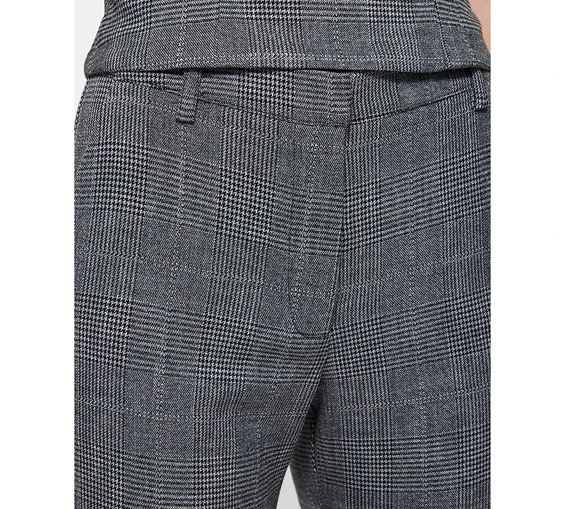 French Connection Women's Cropped Slim-Fit Plaid Cigarette Pants