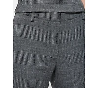 French Connection Women's Cropped Slim-Fit Plaid Cigarette Pants