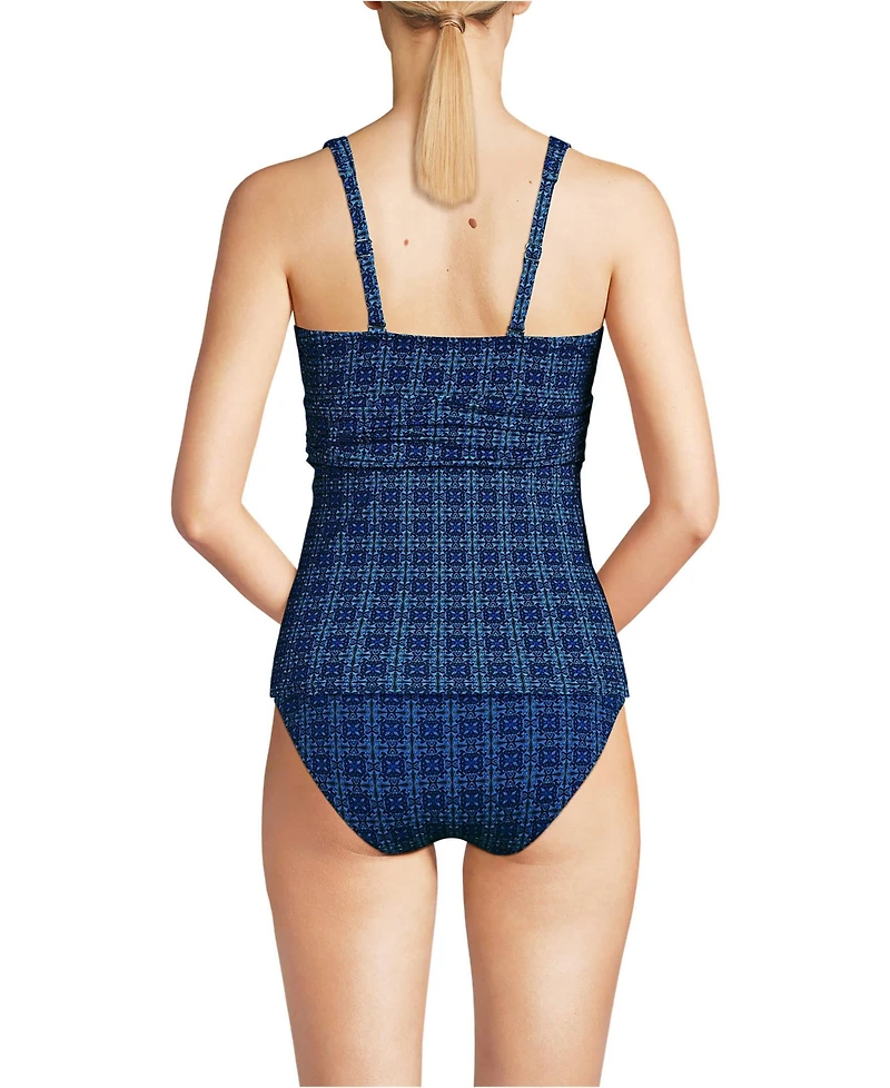 Lands' End Women's Long V-Neck Plunge X Back Tankini Top