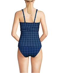 Lands' End Women's Long V-Neck Plunge X Back Tankini Top