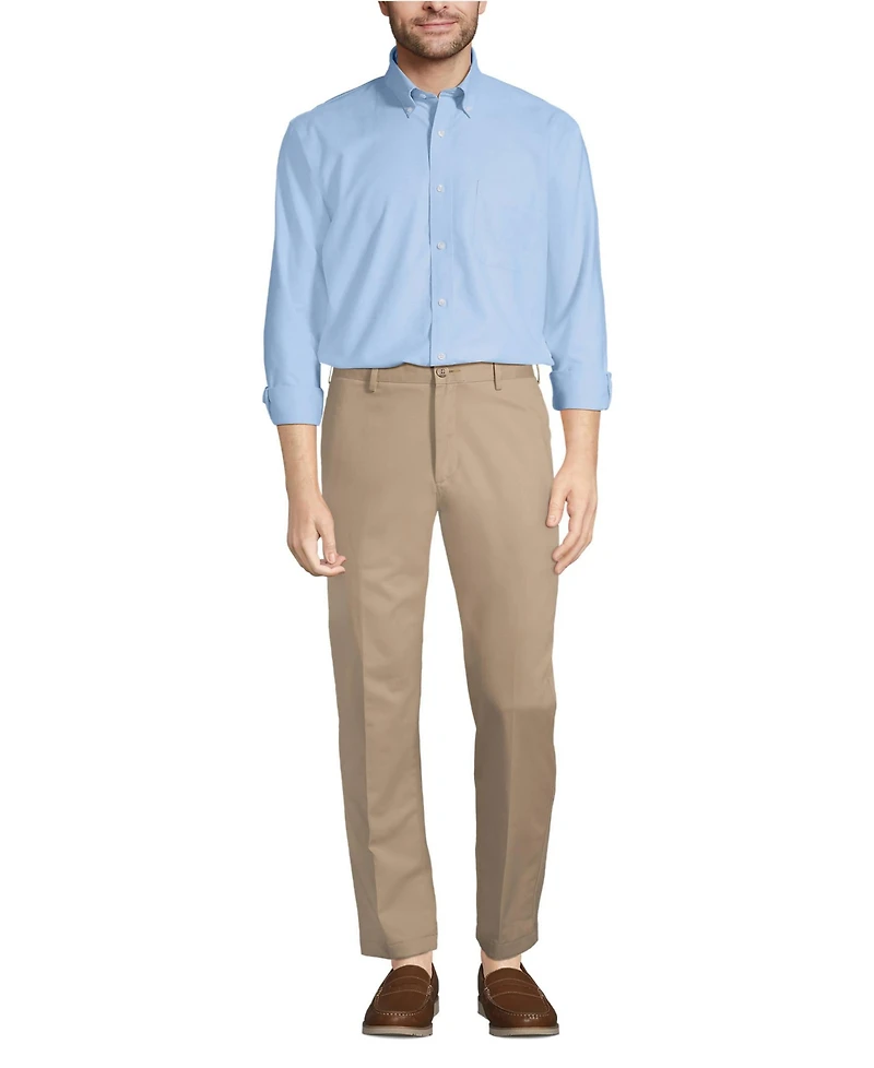 Lands' End Men's Tailored Fit No Iron Solid Supima Cotton Oxford Dress Shirt