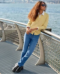 Lands' End Women's Tall Recover Mid Rise Straight Leg Blue Jeans