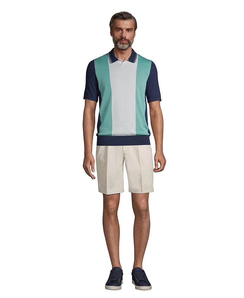 Lands' End Men's No Iron 9" Comfort Waist Pleated Front Chino Short