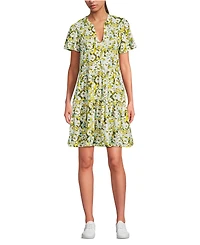 Lands' End Women's Cotton Jersey Tiered Mini Dress