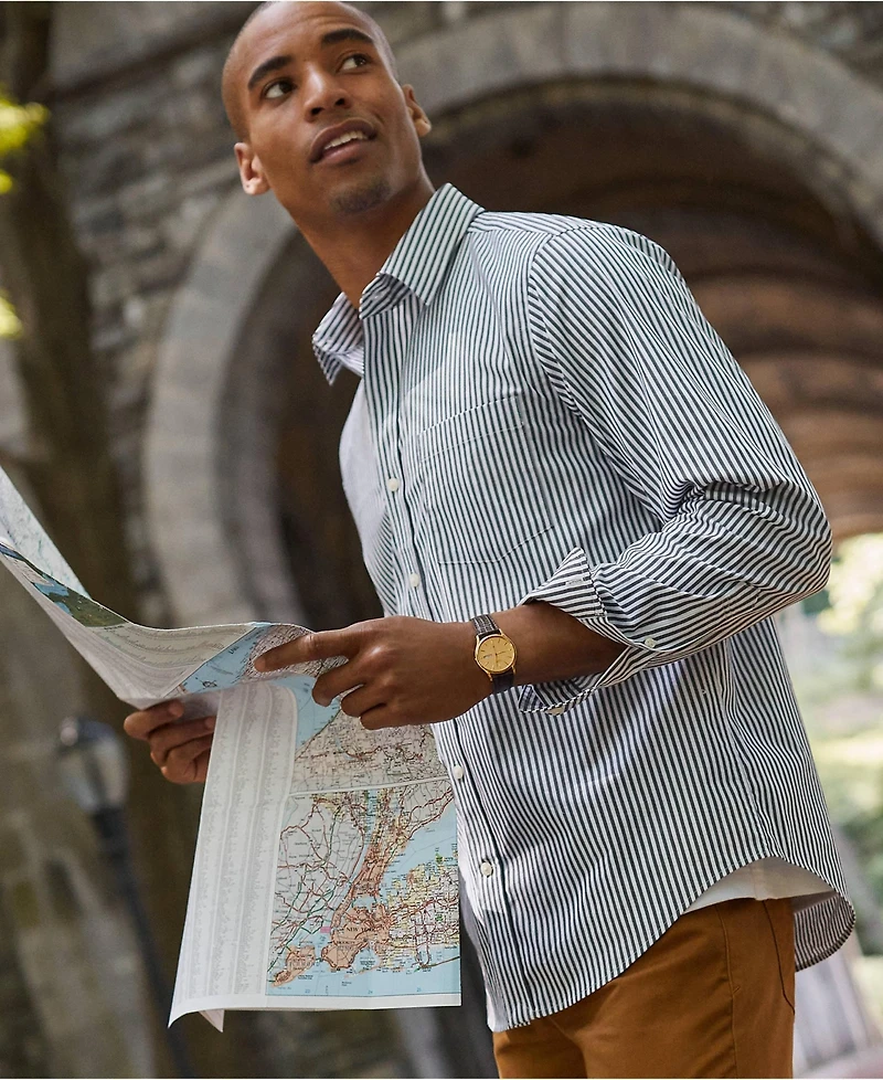 Lands' End Men's Traditional Fit Long Sleeve Travel Kit Shirt