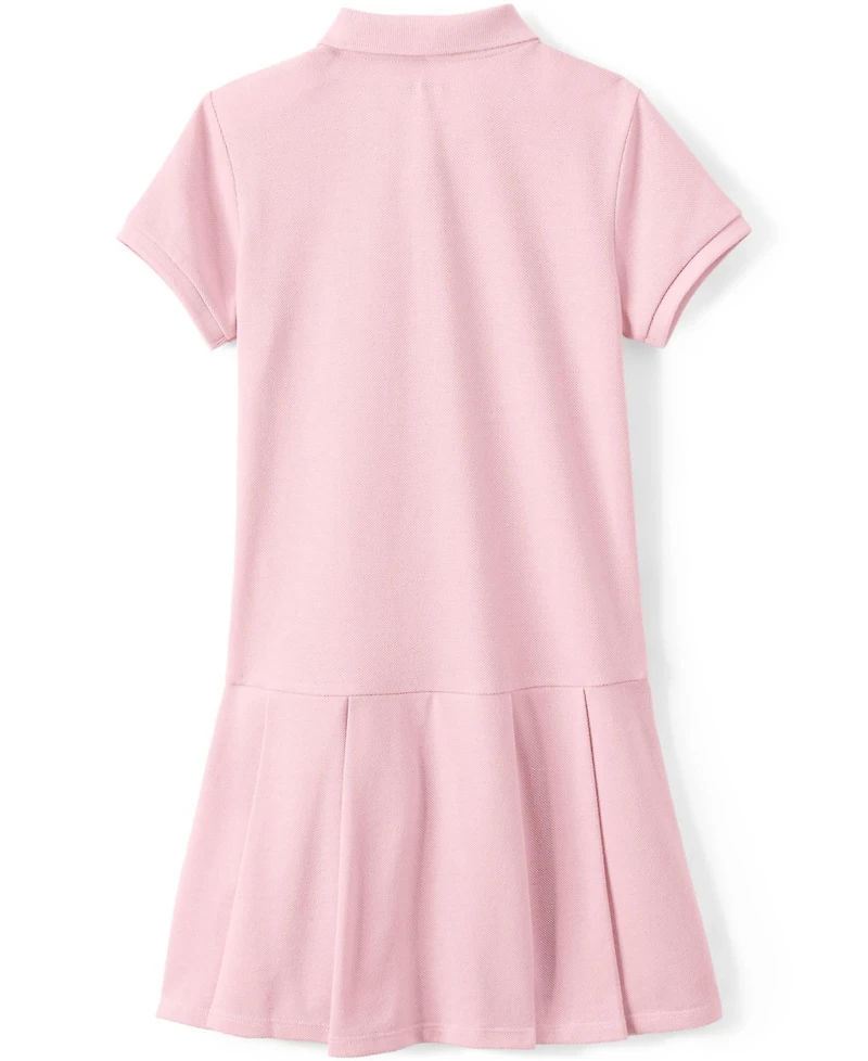 Lands' End Little Girls Short Sleeve Mesh Pleated Polo Dress