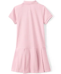 Lands' End Little Girls Short Sleeve Mesh Pleated Polo Dress