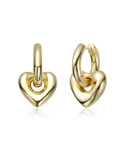 Rachel Glauber 14K Gold Plated Heart Earrings