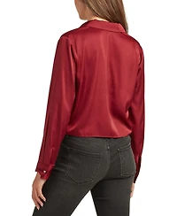 Bcx Juniors Long-Sleeve Tie-Hem Satin Top