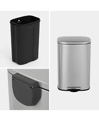 Mega Casa 13 Gal./50 Liter Oval Shape Stainless Steel Step-on Trash Can for Kitchen