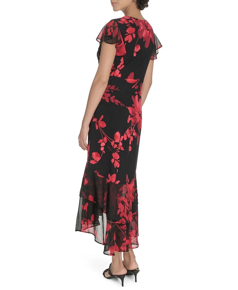 Tommy Hilfiger Women's Flutter Sleeve Chiffon Dress