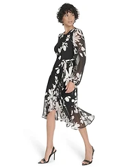 Tommy Hilfiger Women's Sheer Balloon Sleeve Dress