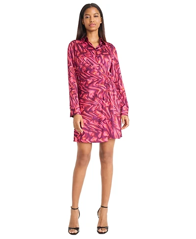 Donna Morgan Women's Printed Tie-Waist Shirtdress
