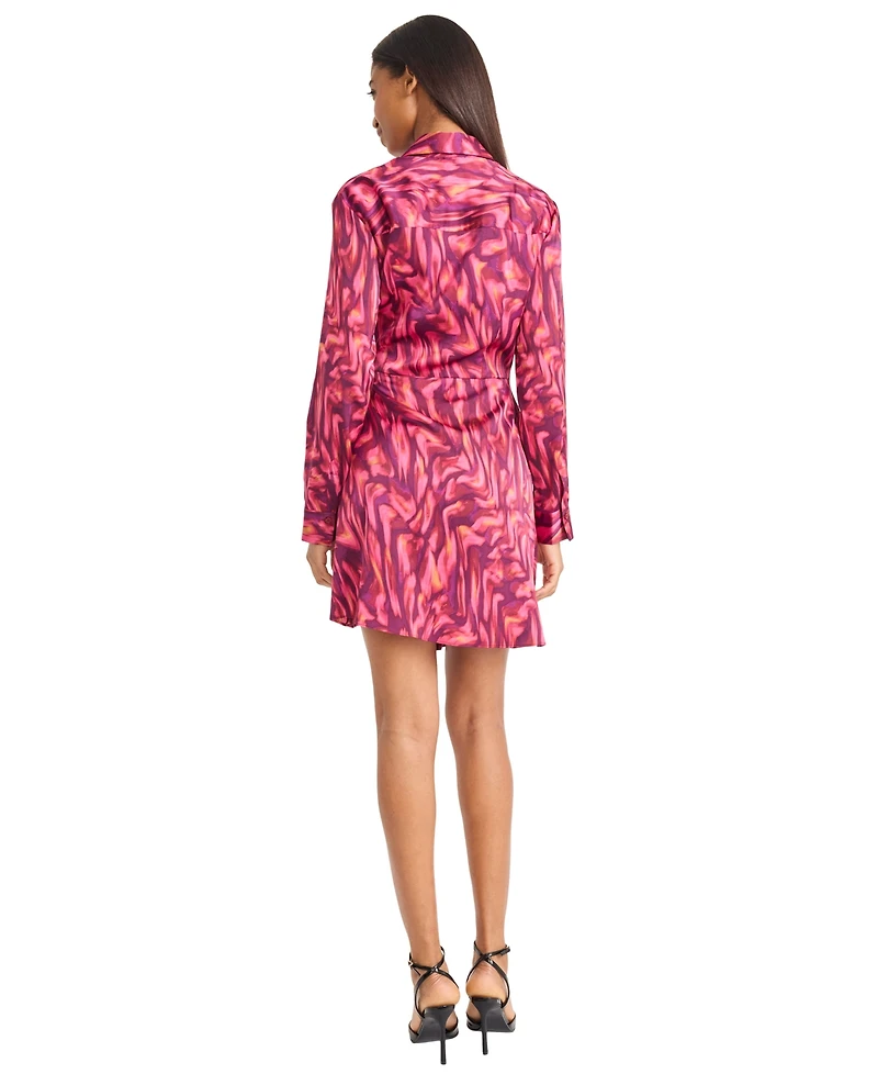 Donna Morgan Women's Printed Tie-Waist Shirtdress