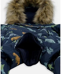 Deux par Baby Boy One-Piece Play Snowsuit Designed for Car Seat Navy Animal Print - Baby|Toddler