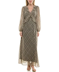 Taylor Women's Ruffled Chiffon Fit & Flare Dress