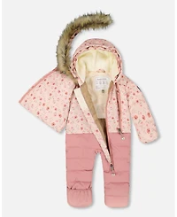 Deux par Baby Girl One-Piece Snug Snowsuit Designed for Car Seat Pink Mini Flowers - Baby|Toddler