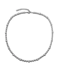 White Gold Plated Clear or Blue Sparkling Cubic Zirconia Tennis Chain Necklace
