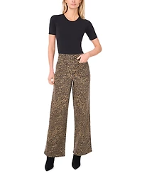 Vince Camuto Women's Wide Leg Printed Denim Pants