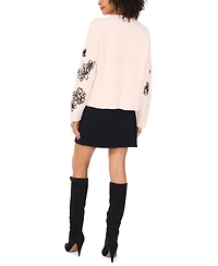 Vince Camuto Women's Floral-Embroidered Crewneck Sweater